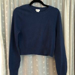 Blue cropped cashmere sweater